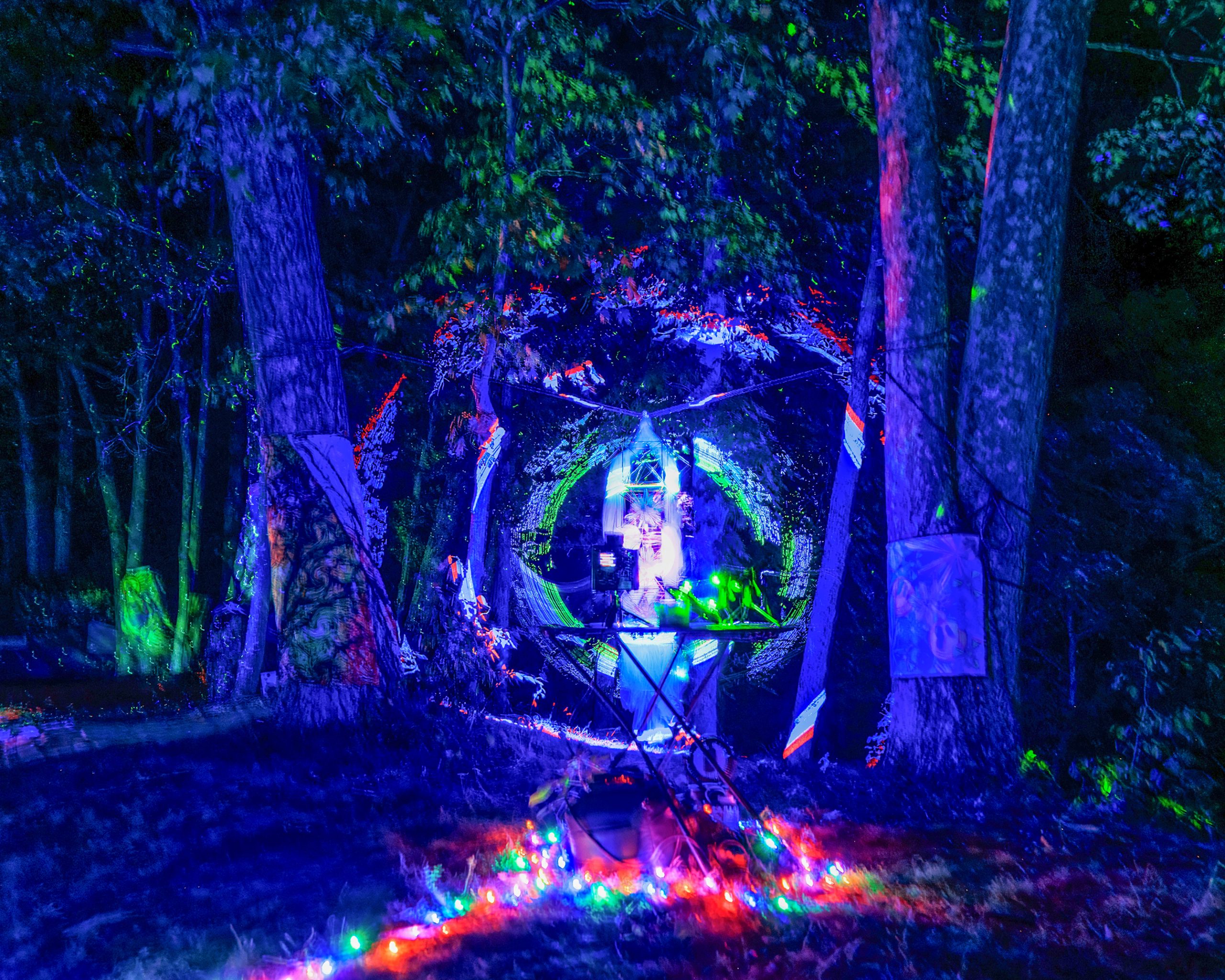 Laser beams and an LED path leading into the installation